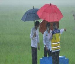 Ilustrasi kunjungan Presiden Jokowi saat hujan lebat (foto/int)